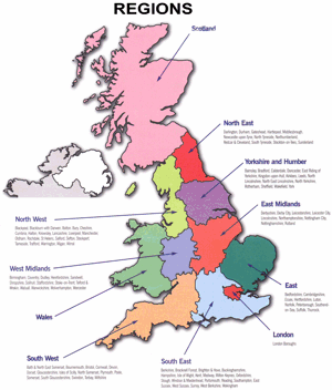Map showing the Women's Sports Foundation's regions